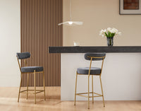 25 Inch Modern Gold Upholstered Sherpa Counter Stools Set of 2 with Backs for Kitchen Island