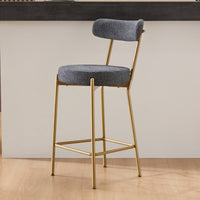 25 Inch Modern Gold Upholstered Sherpa Counter Stools Set of 2 with Backs for Kitchen Island