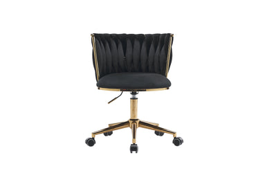 Ergonomic Black Upholstered Office Desk Chair with Adjustable Swivel Wheels for Home and Office Use