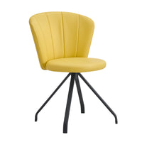 Light Yellow 360 degree  Swivel Makeup Chair PU Upholstered Vanity Chair with Black Metal Legs for Home Office Bedroom Dining Room