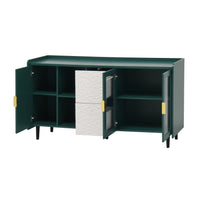 Modern 55 Coffee Bar Storage Cabinet with 2 Drawers and Glass Doors for Kitchen and Living Room Green