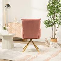 Pink Velvet High-Back Upholstered Swivel Accent Chair for Living Room and Office Decor