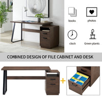 Home Office Computer Desk with Drawers and Hanging File Storage 65 Inch Writing Study Table for Workspace Organization