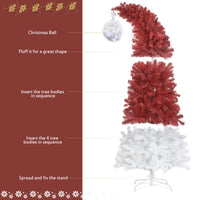 6FT Hinged Artificial Christmas Tree - Bendable Santa Hat Style, 1250 Lush Branch Tips, 300 LED Lights, Holiday Decor for Xmas Celebrations