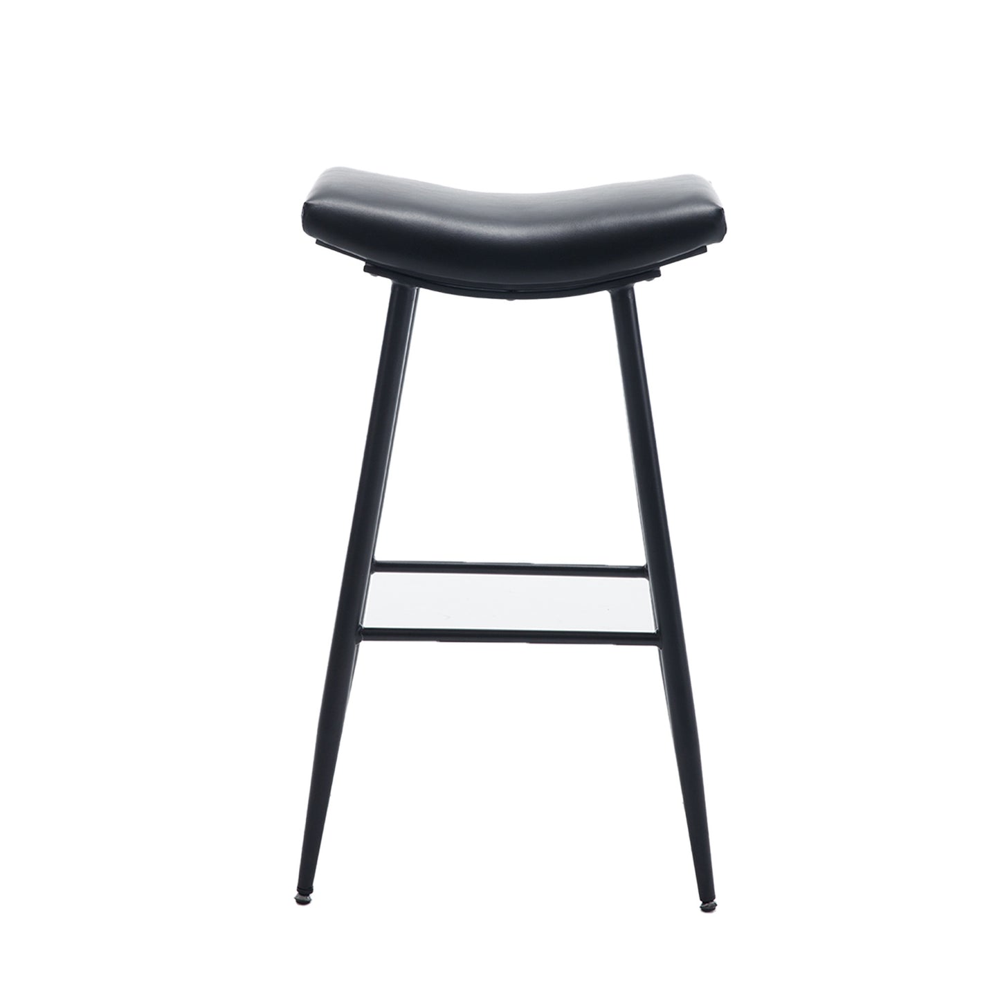 Counter Height Bar Stool Set of 2 PU Upholstered Breakfast Stools with Footrest for Kitchen Dining Room Island Black