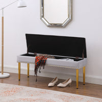 Large Storage Benches with Nailhead Trim Tufted Velvet 2 in 1 Combination for Living Room Entryway Hallway Bedroom Gold Legs 250lbs Capacity