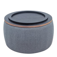 Round Storage Ottoman 2 in 1 Function End Table and Ottoman Dark Grey 25.5x25.5x14.5 Inches