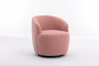 Light Pink Swivel Accent Armchair Barrel Chair with Black Powder Coated Metal Ring for Living Room or Office