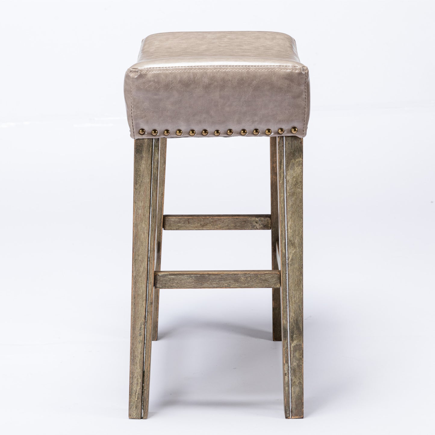 Counter Height 26" Bar Stools for Kitchen Counter Backless  Faux Leather Stools Farmhouse Island Chairs (26 Inch, Gray, Set of 2)