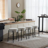Set of 2 24 Inch Tall Round Upholstered Bar Stools for Kitchen and Coffee Shops Contemporary Design