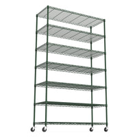 7 Tier Heavy Duty Wire Shelving Unit 2450 LBS Capacity Adjustable Metal Storage Shelves with Wheels for Garage Organization