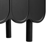 Cream Minimalist Shoe Cabinet with 5 Solid Wood Legs Adjustable Shelves Wave Door Design for Living Room Storage Black