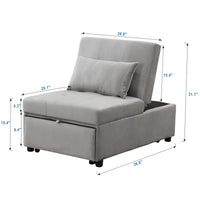 Folding Ottoman Sofa Bed Gray Versatile Space Saving Furniture for Living Room Guest Bed