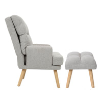 Mid Century Modern Accent Chair and Ottoman Set with Adjustable Backrest for Living Room Bedroom and Study