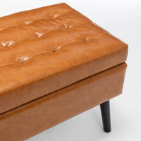 Brown Leather Storage Bench for Bedroom Entryway 43.3" Stylish Ottoman at Foot of Bed