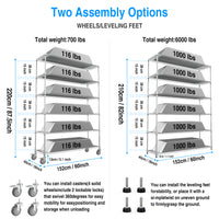6 Tier Wire Shelving Unit 6000 LBS Heavy Duty Adjustable Metal Garage Storage Shelves with Wheels Chrome Finish