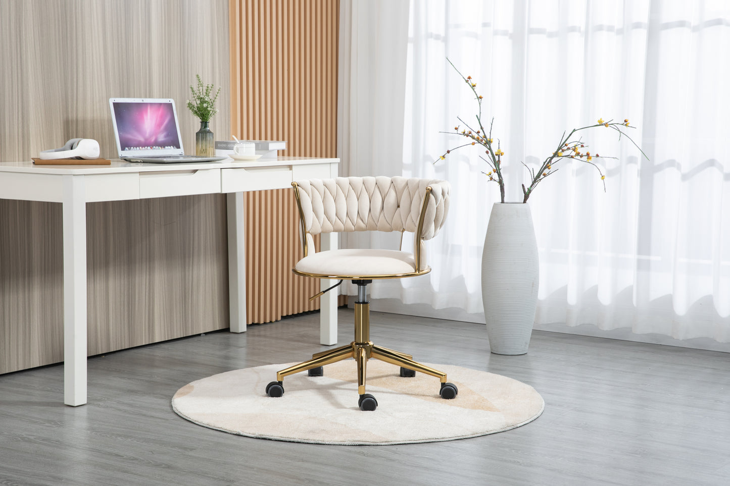 Computer Chair Office Chair Adjustable Swivel Chair Fabric Seat Home Study Chair