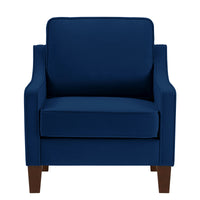 Modern Armchair, Living Room Single Seat Sofa Chair with Wooden Legs, Upholstered Velvet Accent Chair for Living Room, Bedroom,Navy