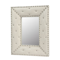 White Rectangle Decorative Wall Mirror PU Covered MDF Frame for Bedroom Living Room Vanity Entryway 21x26 Inch