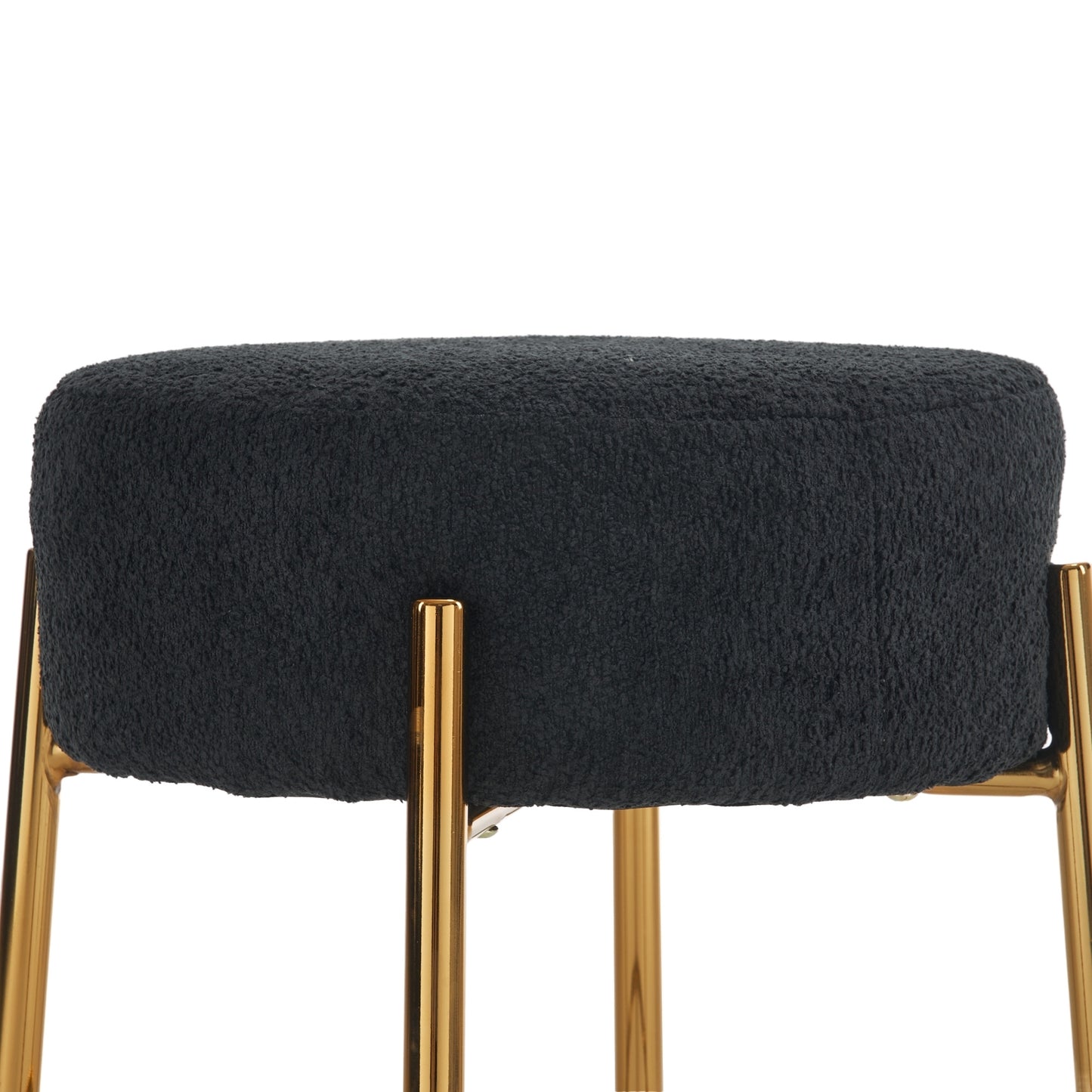 Contemporary Set of 2 24 Inch Upholstered Round Bar Stools for Kitchen and Cafe Stylish Seating