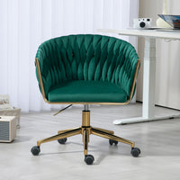 Hand-Woven Modern Design Office Chair with Wheels Height Adjustable 360 degree  Swivel for Bedroom Living Room Green