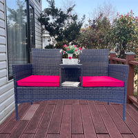 Modern Wicker Patio Conversation Set with Removable Cushions and Tempered Glass Table for Garden and Backyard