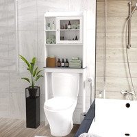 Modern Over The Toilet Space Saver Storage Cabinet - Stylish Wood Organizer for Bathroom, White