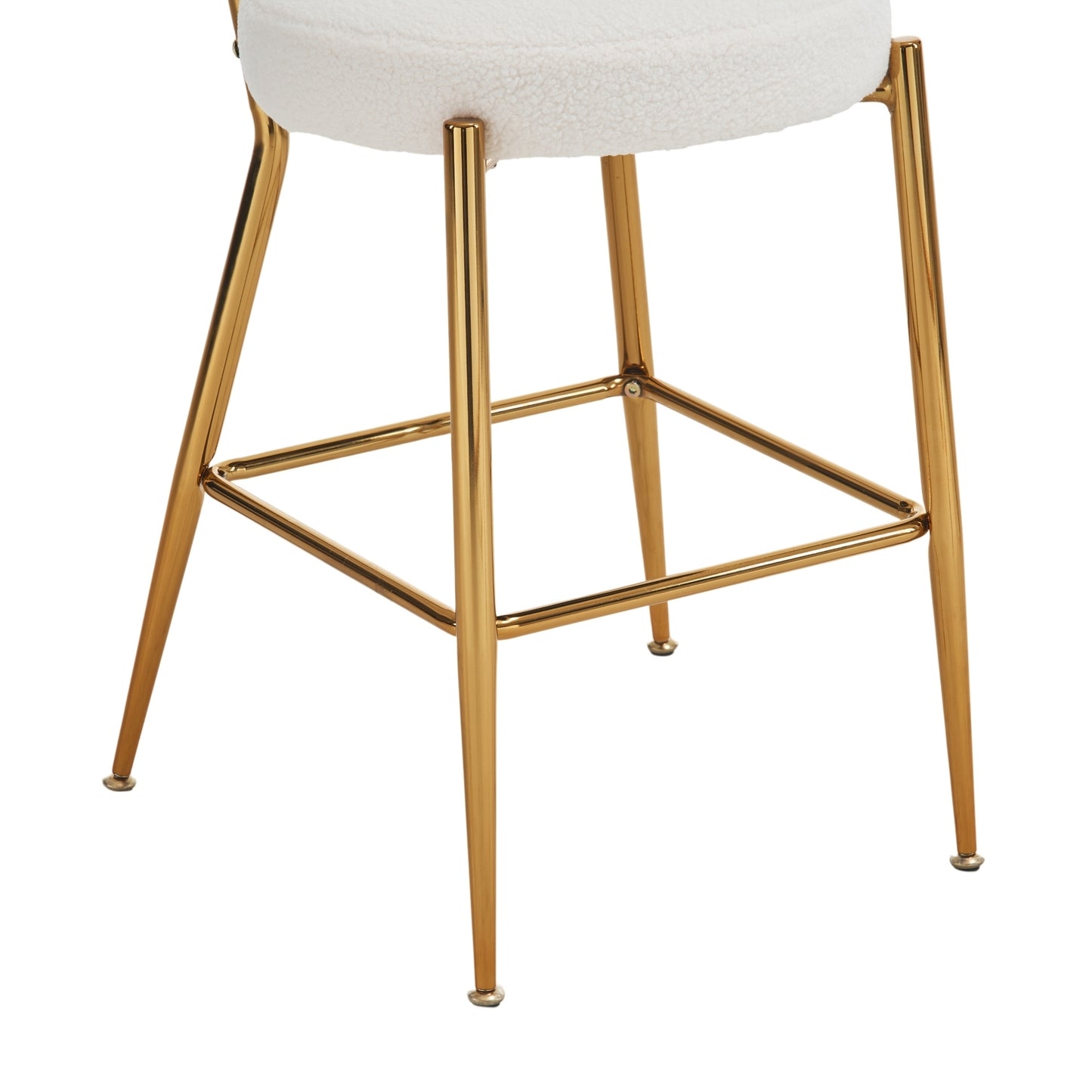 Set of 2 Modern Teddy Fabric Bar Stools with Metal Base - Beige Upholstered High Stools for Kitchen Dining Living Room