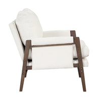 Mid-Century Modern Velvet Accent Chair Solid Wood Leisure Chair Thick Seat Cushion for Living Room Bedroom Studio White