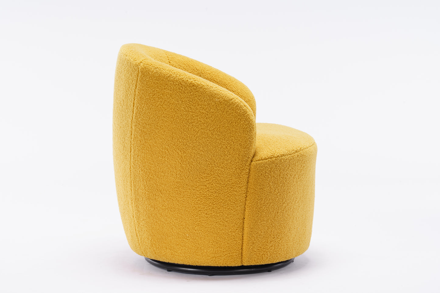 Teddy Fabric Swivel Accent Barrel Chair with Metal Ring Yellow Modern Design for Living Room