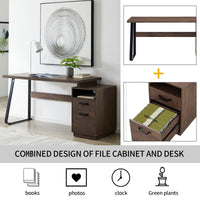 Home Office Computer Desk with Drawers and Hanging File Storage 65 Inch Writing Study Table for Workspace Organization