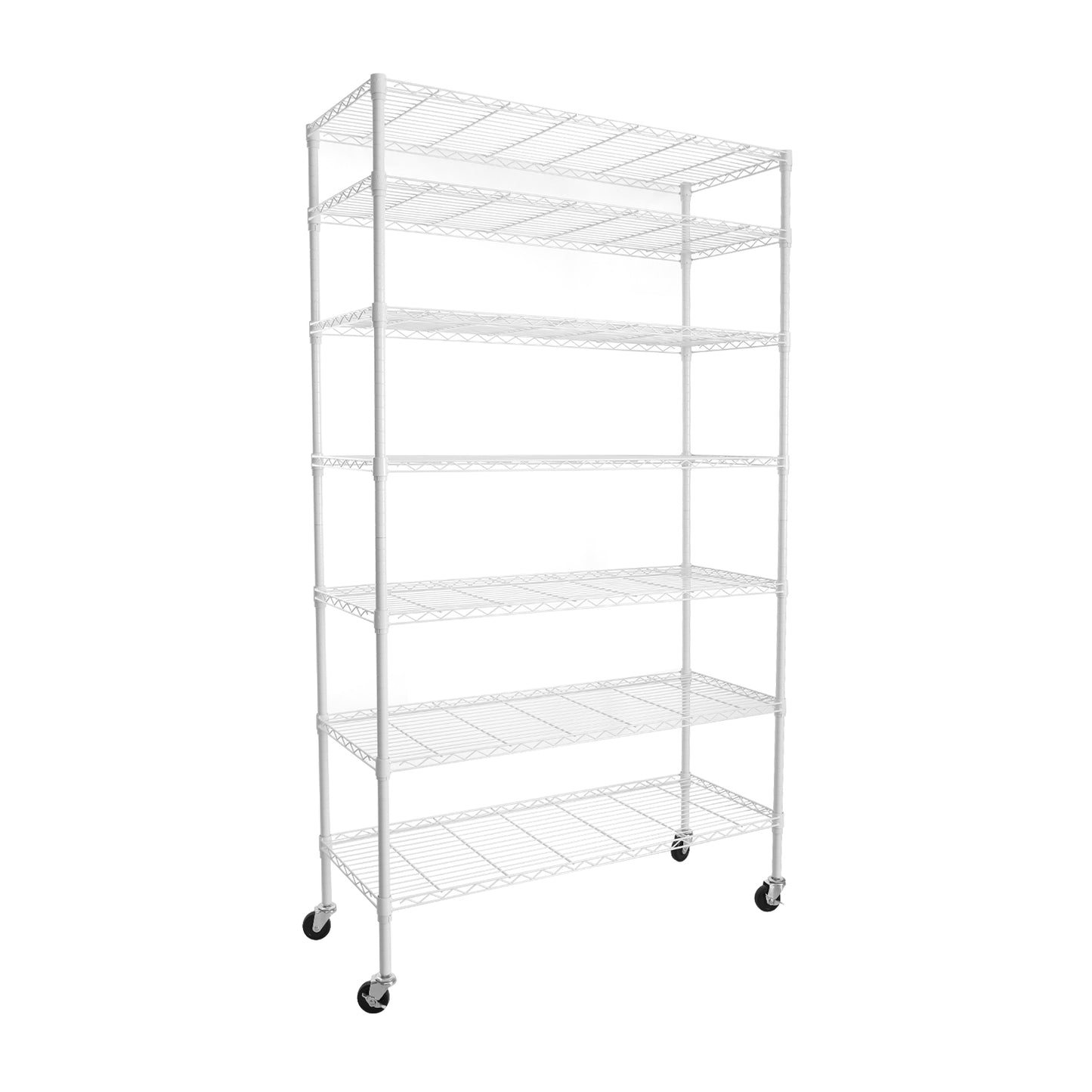 7 Tier Heavy Duty Wire Shelving Unit 2450 LBS Capacity Height Adjustable Metal Storage Rack with Wheels for Garage and Home Organization