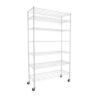 7 Tier Heavy Duty Wire Shelving Unit 2450 LBS Capacity Height Adjustable Metal Storage Rack with Wheels for Garage and Home Organization