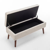 Off White Storage Bench for Bedroom or Entryway 43.7 Inch Ottoman Foot of Bed Seating Solution