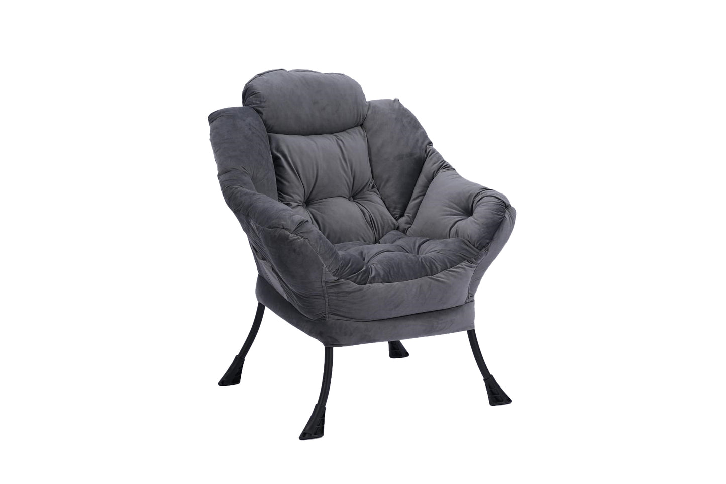 Modern Cotton Fabric Lazy Chair, Accent Contemporary Lounge Chair, Single Steel Frame Leisure Sofa Chair With Armrests And A Side Pocket