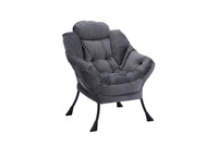 Modern Cotton Fabric Lazy Chair, Accent Contemporary Lounge Chair, Single Steel Frame Leisure Sofa Chair With Armrests And A Side Pocket