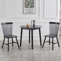 Black Rubber Wood Dining Chairs Set of 4 Simple Natural Solid Wood Living Room Seating