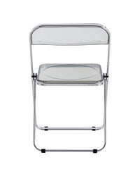 Gray Clear Transparent Folding Chair PC Plastic Living Room Seat Compact Space-Saving Design