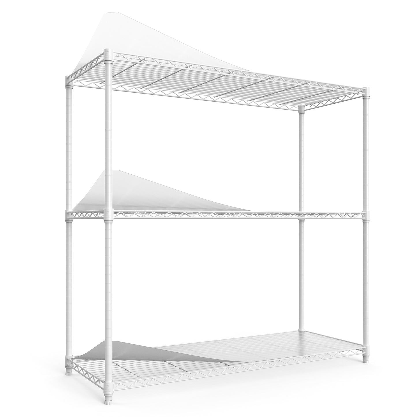 3 Tier Height Adjustable Wire Shelving Unit 1050 LBS Heavy Duty Metal Garage Storage Rack White