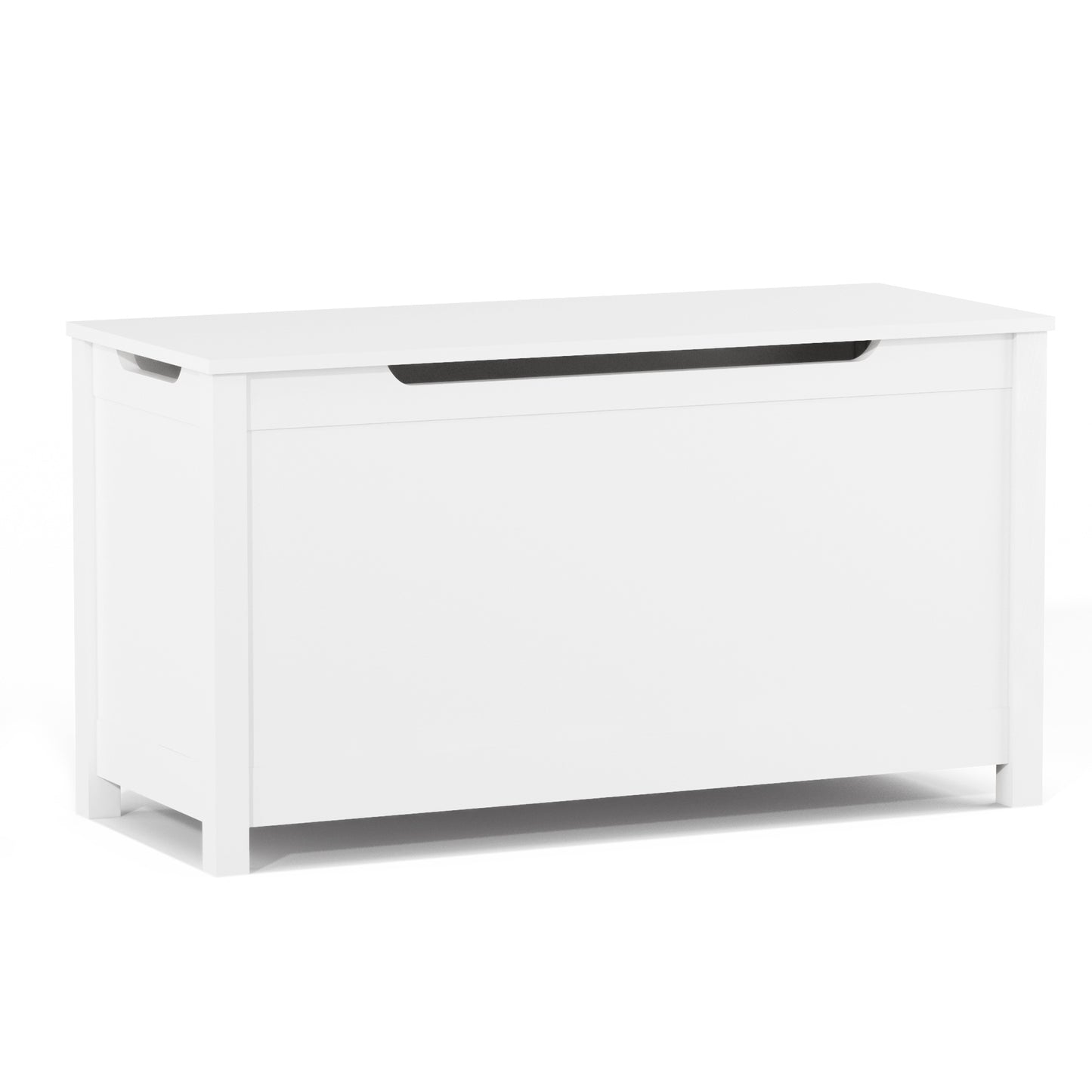 Kids Wooden Toy Box Storage with Safety Hinged Lid for Ages 2 and Up White