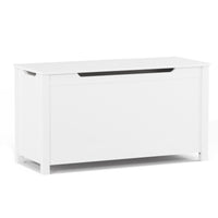 Kids Wooden Toy Box Storage with Safety Hinged Lid for Ages 2 and Up White