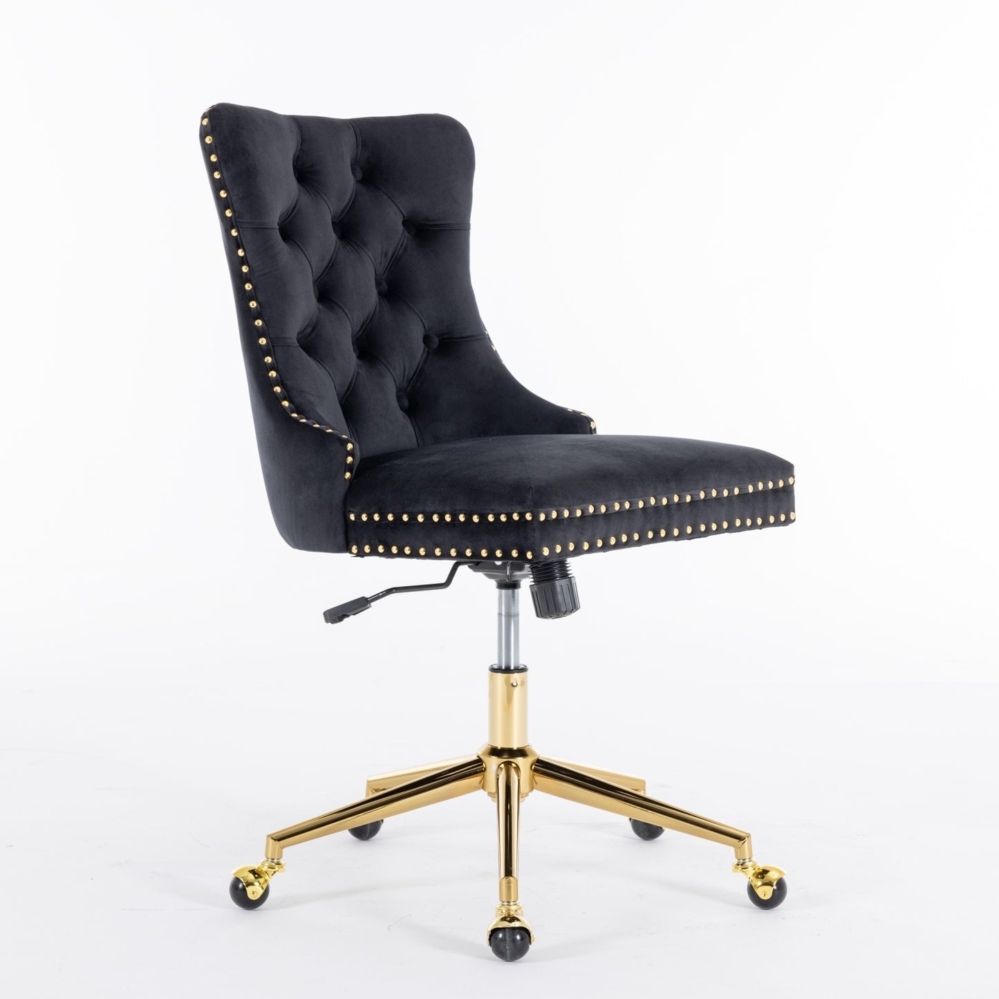 Premium Spring Cushioned Adjustable Desk Chair With Hand-Pulled Buttons And Golden Metal Base