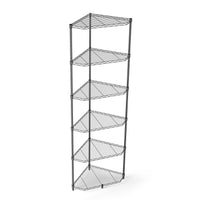 6 Tier Adjustable Corner Wire Shelf Rack Heavy Duty Free Standing Metal Storage Display for Bathroom Living Room Kitchen Black