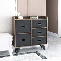 Dresser Organizer Cabinet with 5 Fabric Drawers Sturdy MDF Frame Wood Top Storage Unit for Home Office Dormitory