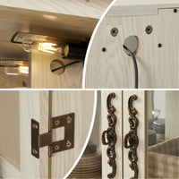 Elegant 2 Door Curio Cabinet with Glass Doors Adjustable Shelves Mirrored Back Lighted Display for Home Office