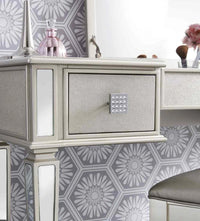 Mirrored Vanity Desk with Drawers and Stool, Flip Top Makeup Table Set for Bedroom, Stylish Dressing Table for Women and Girls