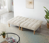 Corduroy fabric, wooden legs convertible sofa bed (Color:Beige)