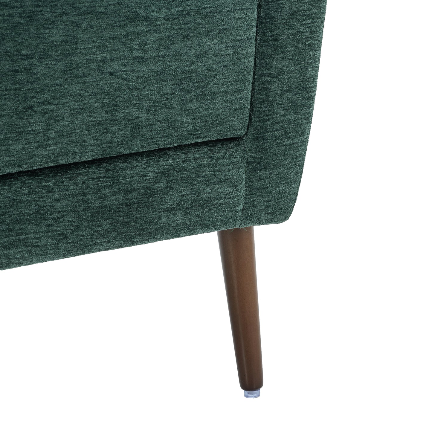 Chenille Modern Accent Chair with Pillow Soft Upholstered Armchair for Living Room Bedroom Solid Wood Legs Blackish Green