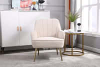 Modern Mid Century Velvet Sherpa Armchair for Living Room Bedroom Office Easy Assembly Beige