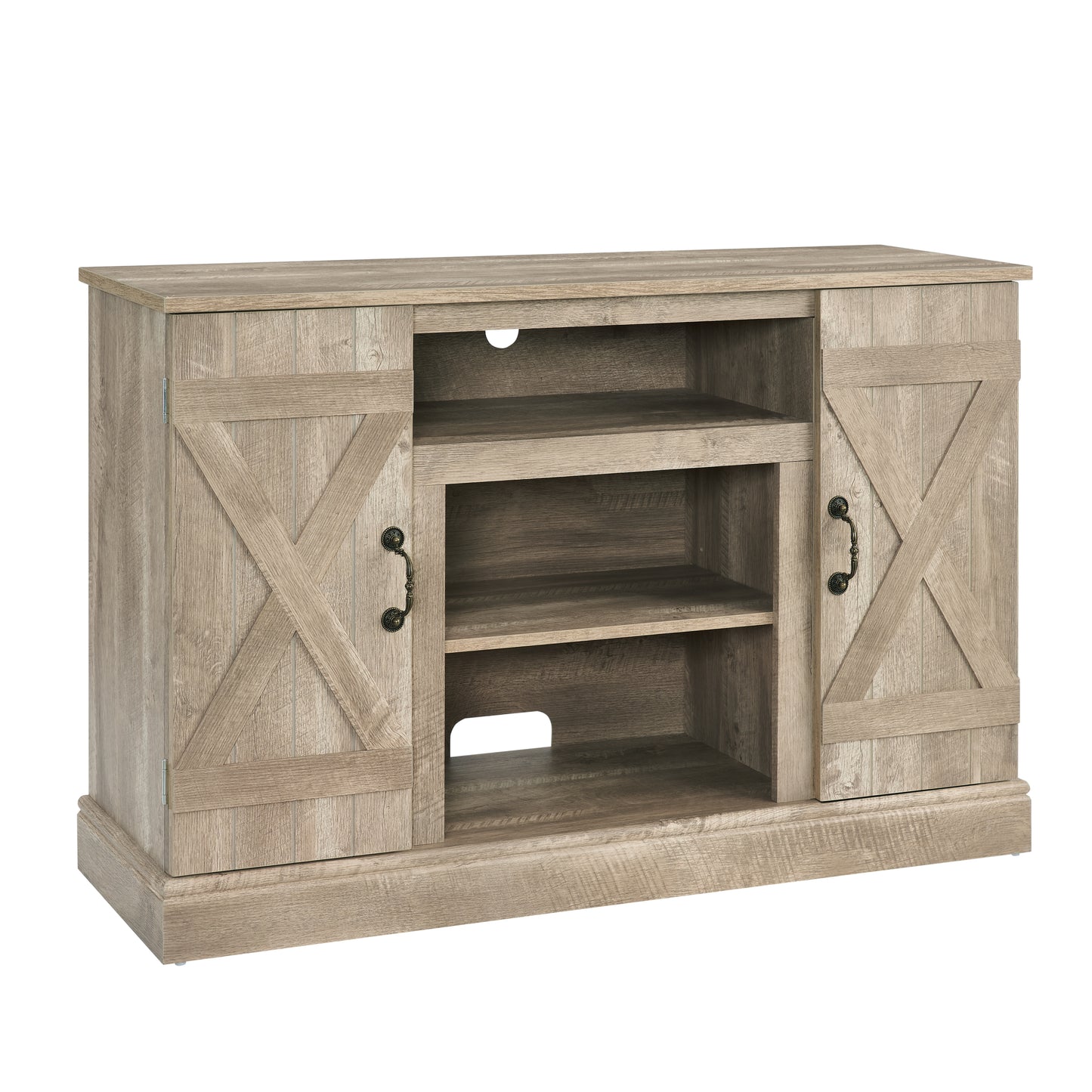 Farmhouse Classic Media TV Stand for TVs up to 50 inches with Open and Closed Storage Ashland Pine 47W 15.5D 30.75H